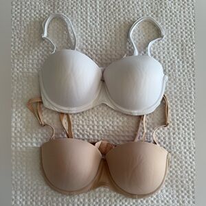 TWO Victoria’s Secret Strapless Push-Up Bras 32D